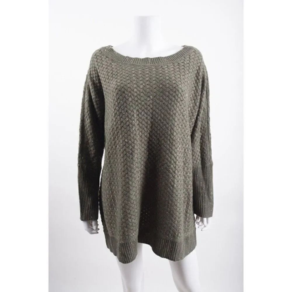 Lane Bryant Womens Sweater Basketweave Knit Green Sz 18-20 Dolman Sleeve NWOT